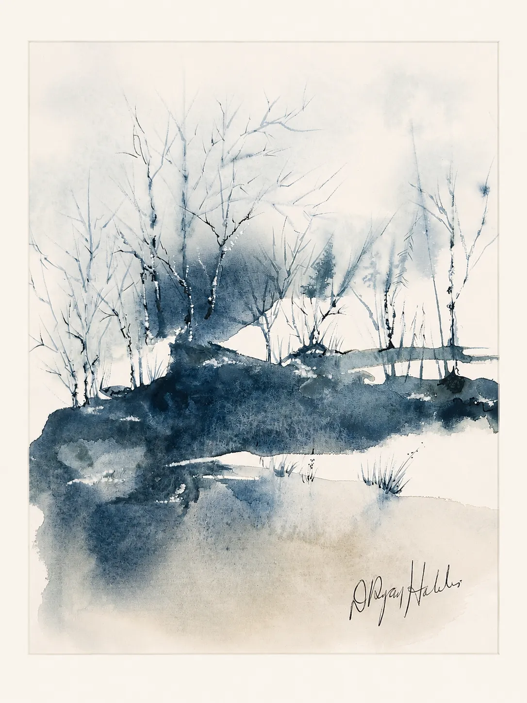 Blue Birch Stand on the Shore