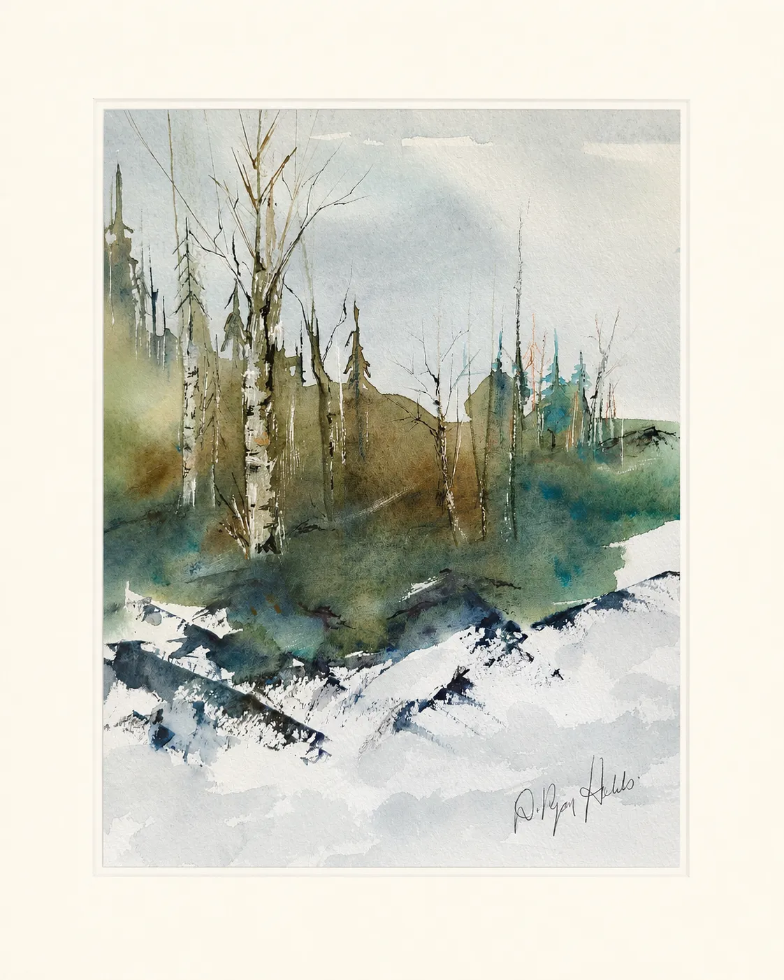 Hillside Birches in Snow