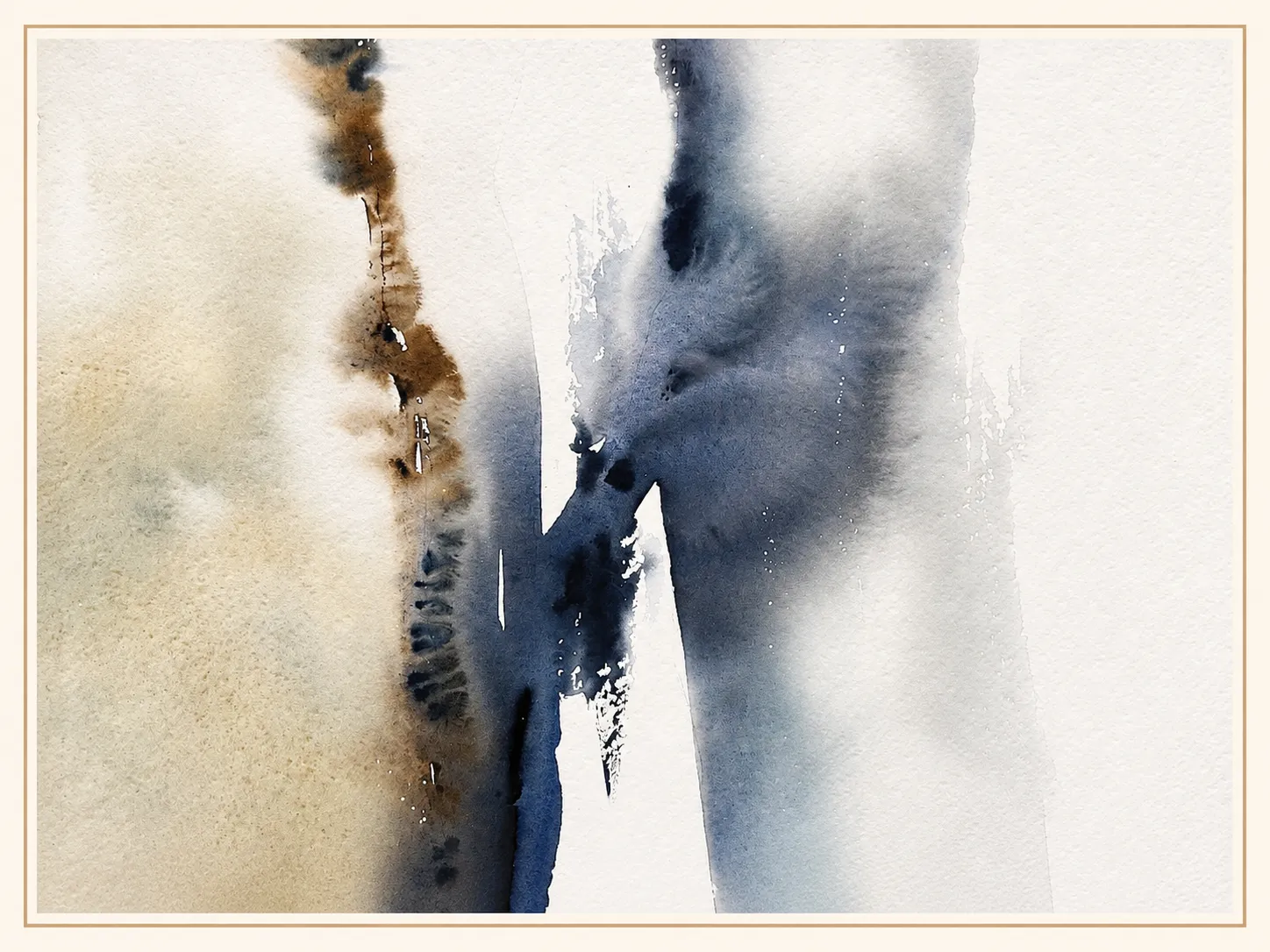 Indigo and Ochre Abstract