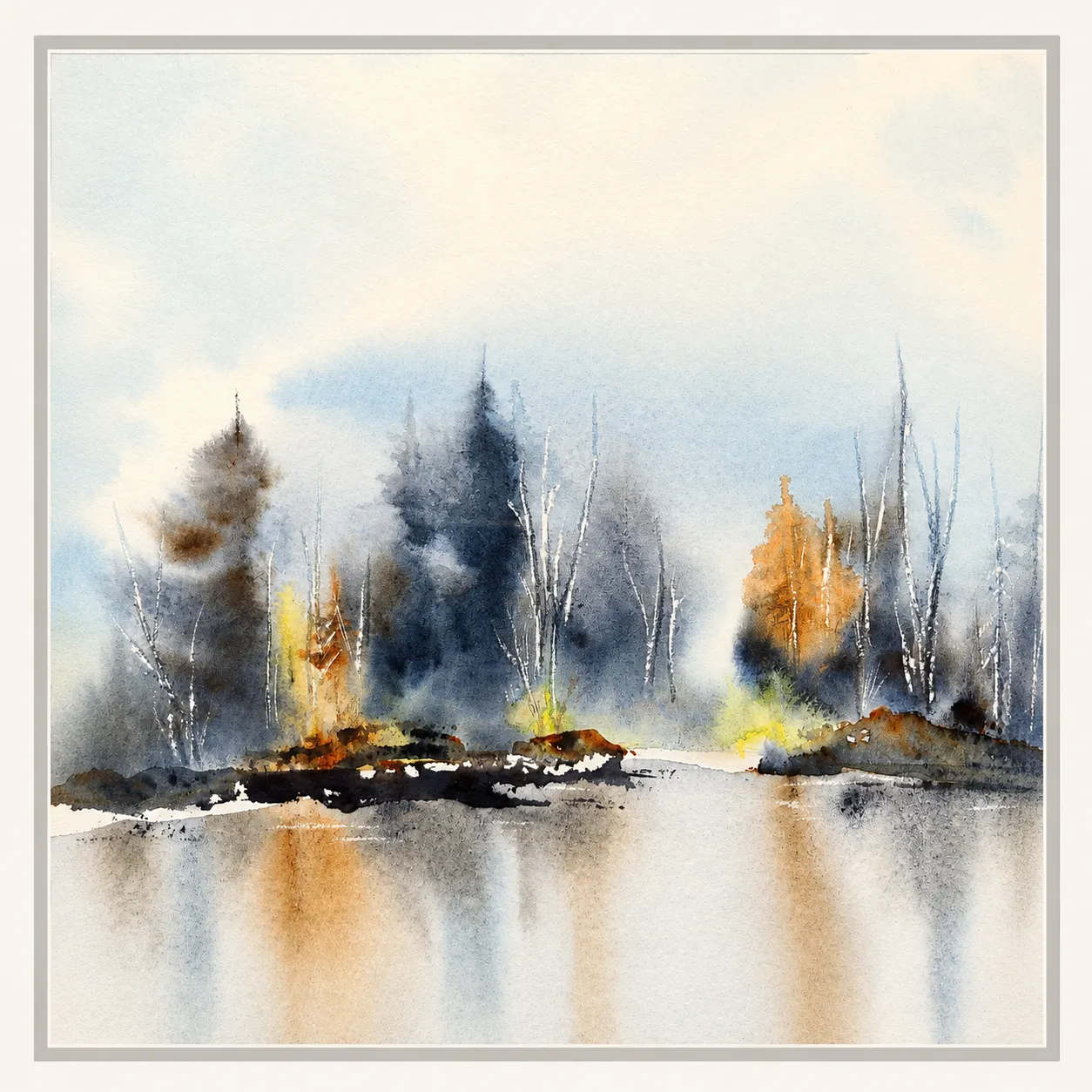 Island Trees in Autumn Mist