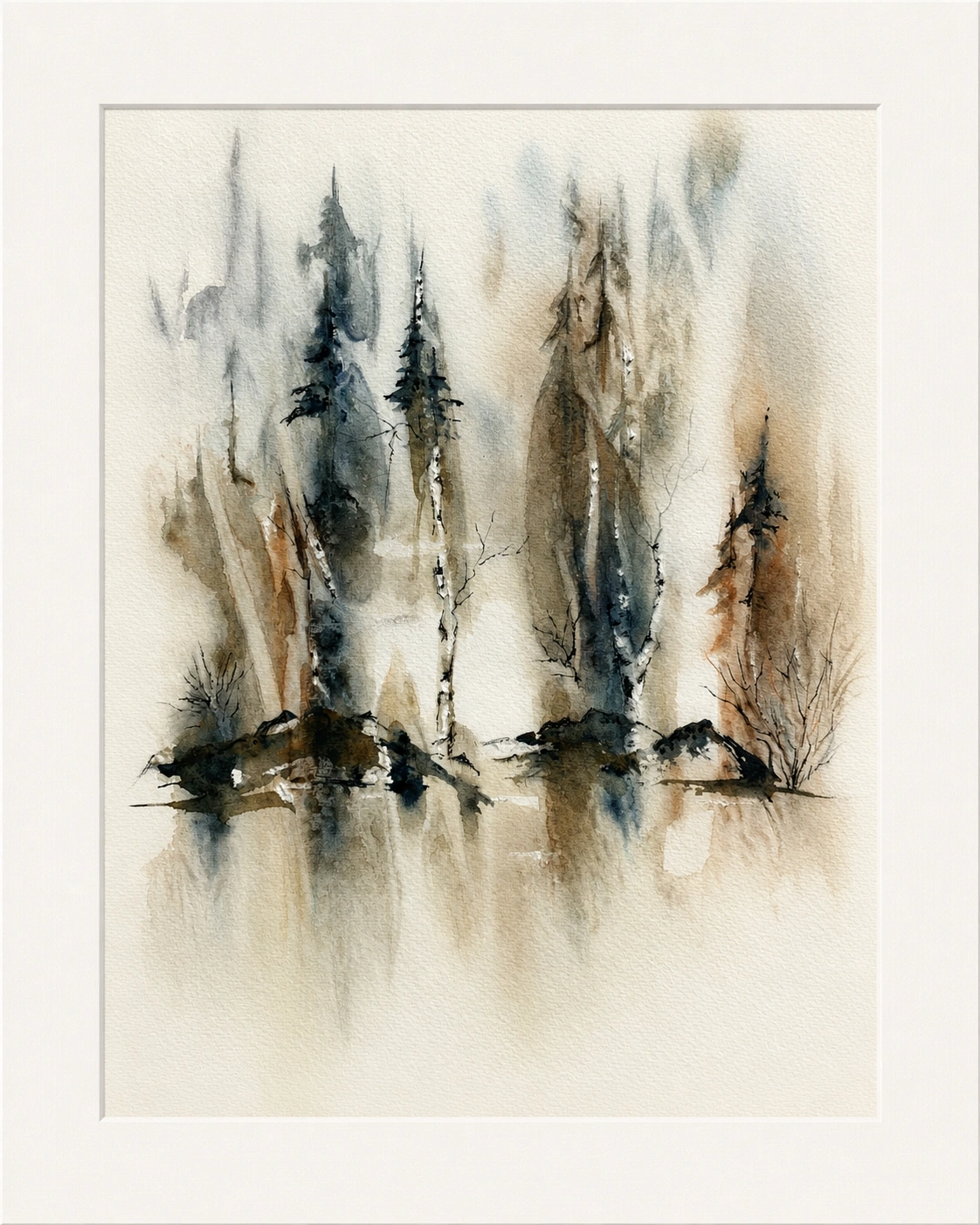 Spruce and Birch in Mist